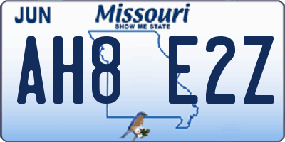 MO license plate AH8E2Z
