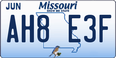MO license plate AH8E3F