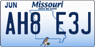 MO license plate AH8E3J