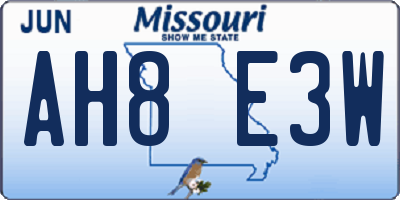 MO license plate AH8E3W