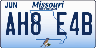 MO license plate AH8E4B