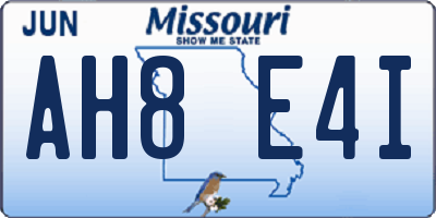 MO license plate AH8E4I