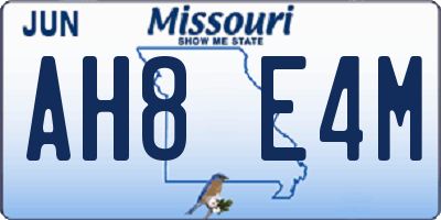 MO license plate AH8E4M