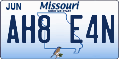 MO license plate AH8E4N