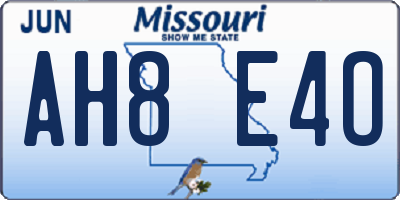 MO license plate AH8E4O