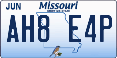 MO license plate AH8E4P