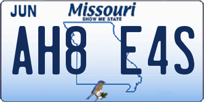 MO license plate AH8E4S