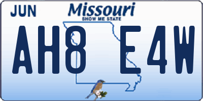 MO license plate AH8E4W