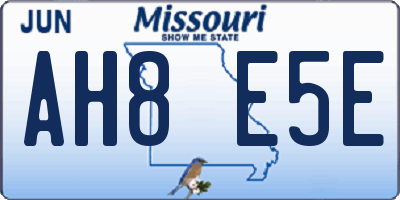 MO license plate AH8E5E