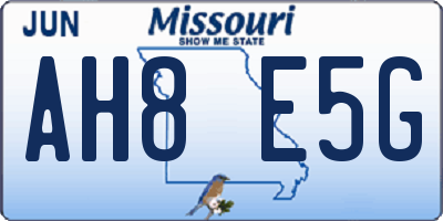 MO license plate AH8E5G