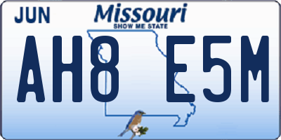 MO license plate AH8E5M