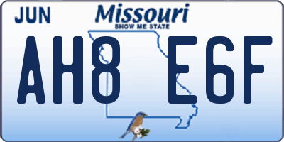 MO license plate AH8E6F