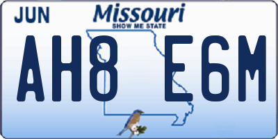 MO license plate AH8E6M