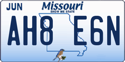 MO license plate AH8E6N