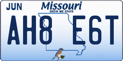MO license plate AH8E6T