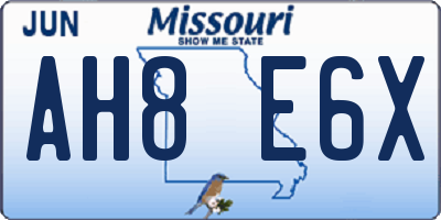MO license plate AH8E6X