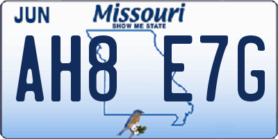 MO license plate AH8E7G