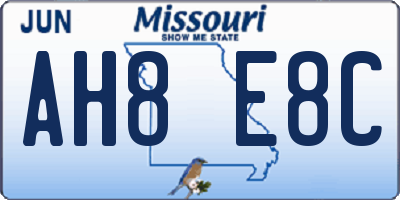 MO license plate AH8E8C