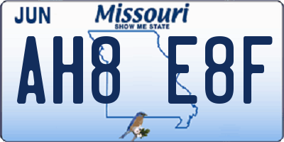 MO license plate AH8E8F