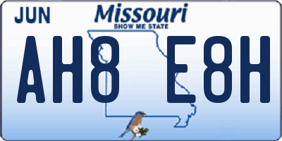 MO license plate AH8E8H