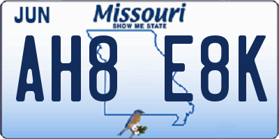MO license plate AH8E8K