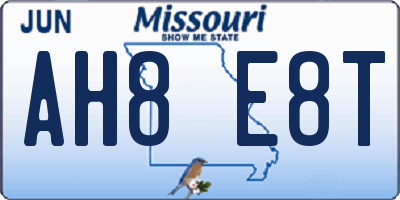 MO license plate AH8E8T