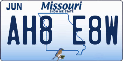 MO license plate AH8E8W