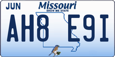 MO license plate AH8E9I