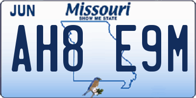 MO license plate AH8E9M