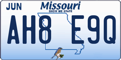 MO license plate AH8E9Q