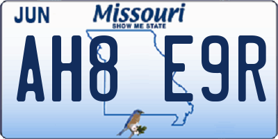 MO license plate AH8E9R