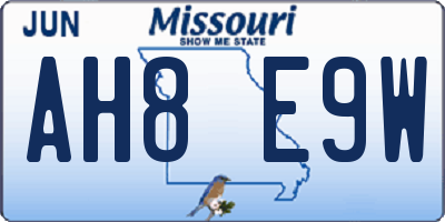 MO license plate AH8E9W