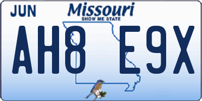 MO license plate AH8E9X