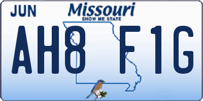 MO license plate AH8F1G