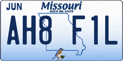 MO license plate AH8F1L