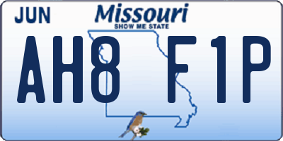 MO license plate AH8F1P