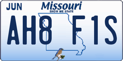 MO license plate AH8F1S
