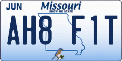 MO license plate AH8F1T