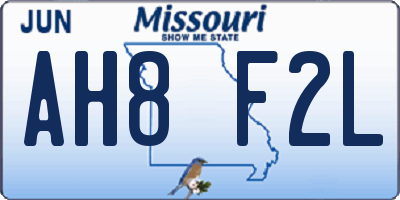MO license plate AH8F2L