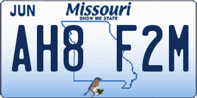 MO license plate AH8F2M