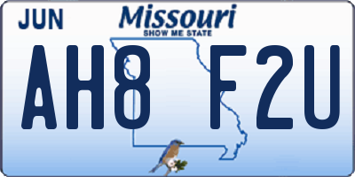 MO license plate AH8F2U