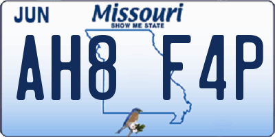 MO license plate AH8F4P