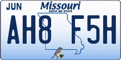 MO license plate AH8F5H