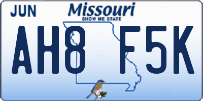 MO license plate AH8F5K
