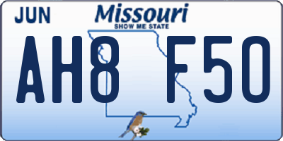 MO license plate AH8F5O