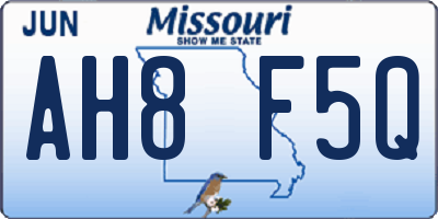 MO license plate AH8F5Q
