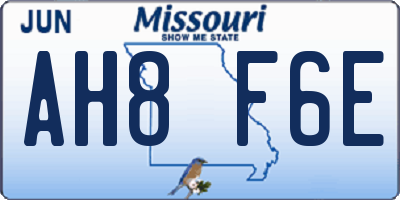 MO license plate AH8F6E