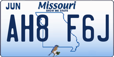 MO license plate AH8F6J