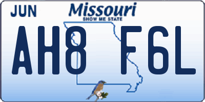 MO license plate AH8F6L