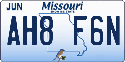 MO license plate AH8F6N